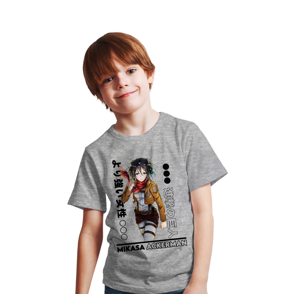 T-SHIRT KIDS ATTACK ON TITAN LOGO MIKASA STRONGER LEGION SHINGEKI NO KYOJIN