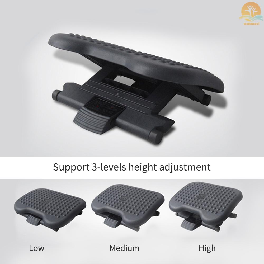 Footrest Under Desk Ergonomic Foot Rest Adjustable 3 Height Position Massage Texture Surface Tilt Angle Adjustment for Office Home Use