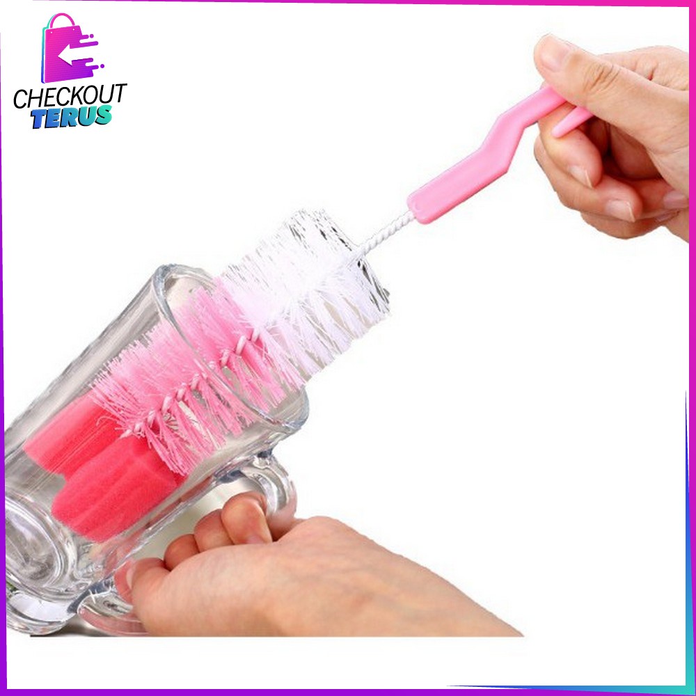 CT C42 Sikat Pembersih Botol Susu Bayi 2IN1 Sikat Botol Susu Bayi Gratis Sikat Dot Baby Bottle &amp; Nipple Brush Alat Pembersih Botol Susu Bayi