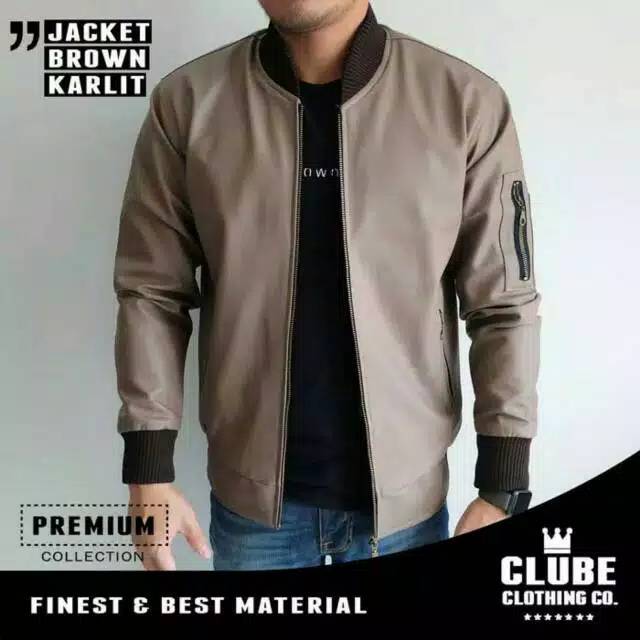 Jaket Kulit Bomber Pria