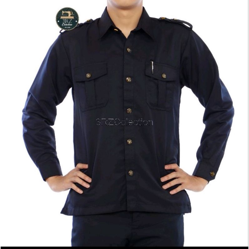 Safari satpam hitam Panjang | Safari kancing garuda hitam Panjang