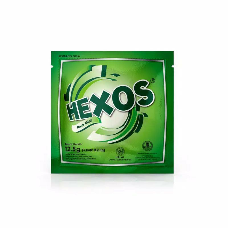 

Hexos Mint Sachet Permen Pelega Tenggorokan permen mint (isi 5Butir @2,5 gr)