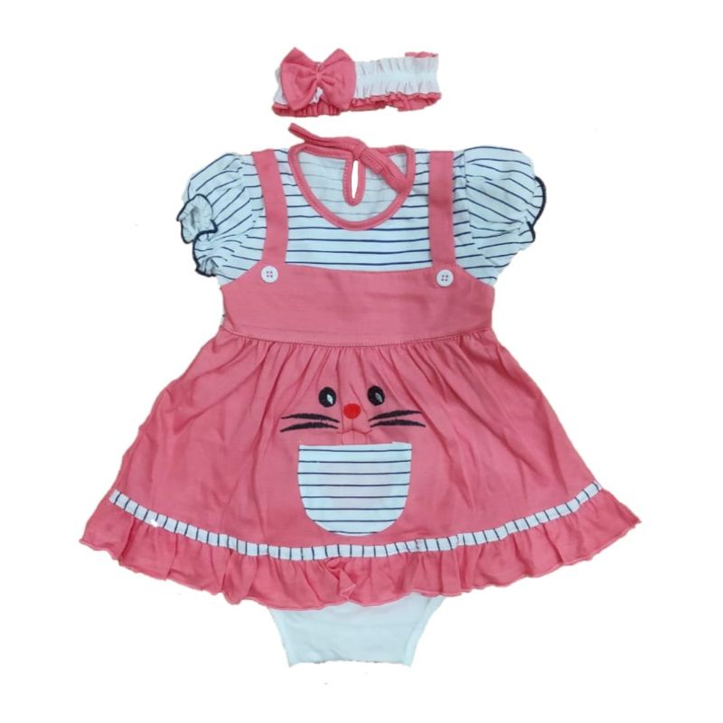 Dress Baby Dress 0 - 6 Bulan Free Bandana dan Celana Baju Anak Cewek dj813