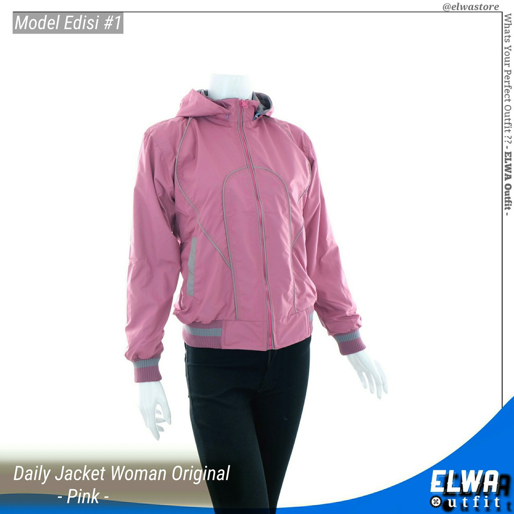 Jaket Gunung Outdoor Pink Waterproof Wanita 100 Original AMZ JACKET