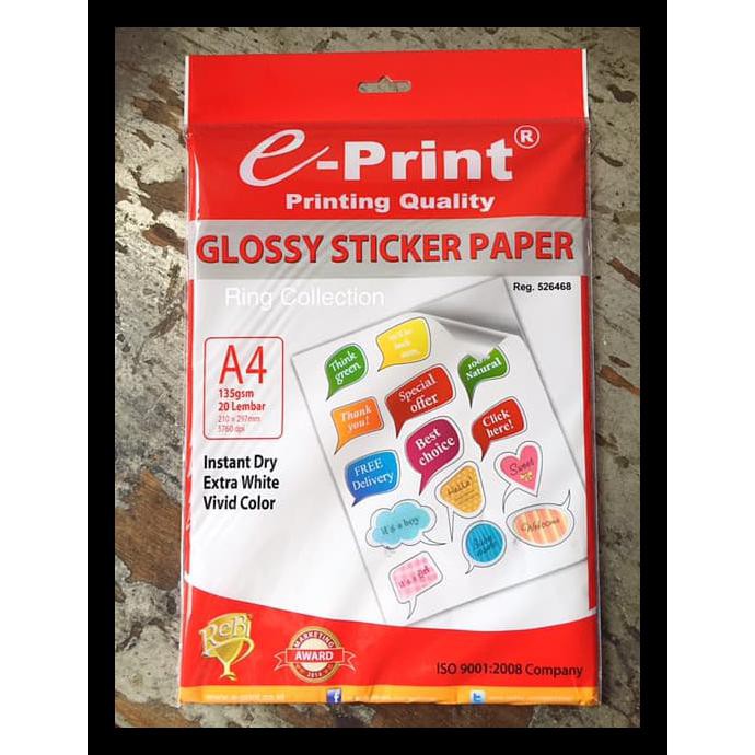 

Kertas Stiker Glossy A4 Murah