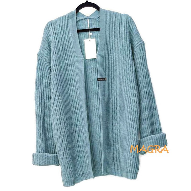 Cardigan Rajut Premium Lembut Magra all size fit to XL-Biru Denim