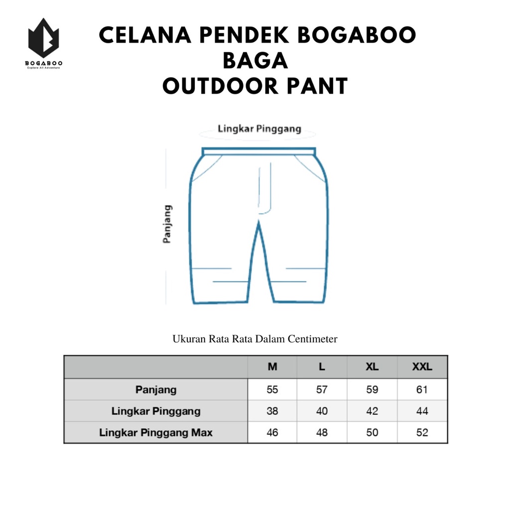 Celana Pendek Bogaboo Seri BAGA Quick Dry  - Celana Olahraga Hiking - Celana Mendaki Gunung - Celana Pendek Pria Wanita