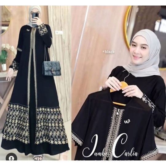 Gamis abaya turkey 2 in 1 rompi pisah gamis abaya turkey hitam terbaru 2022 mewah-Abaya collection_2