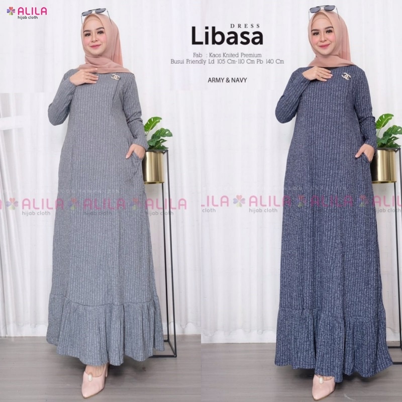 BAJU GAMIS BAHAN COTTON KNITE / LIBASA DRESS ORI BY ALILA HIJAB