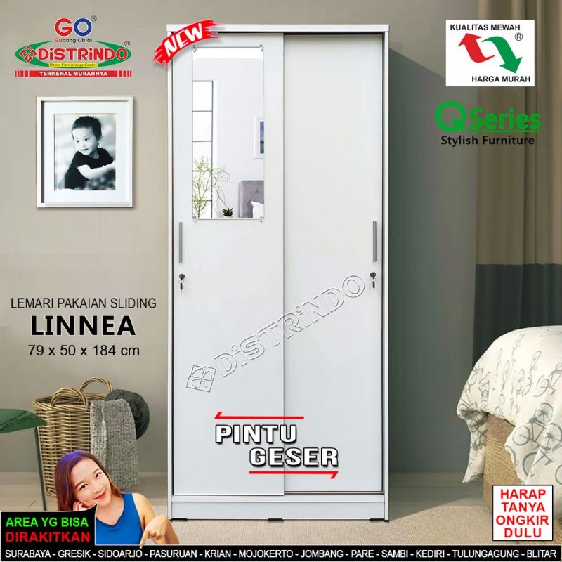 Lemari Sliding / Lemari Pakaian / Lemari 2Pintu Minimalis Cubic Luna SL80