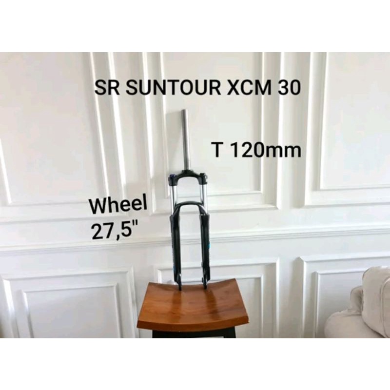 Fork 27.5 inc SR Suntour XCM30 garpu sepeda Coil suspensi XCM 30 travel 120 mm 120mm Garpu Sepeda MTB Suspensi Lock Rebound