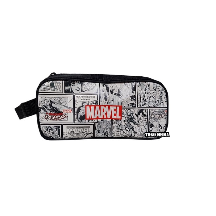 BEST SELLER!! Tempat Pensil Karakter Bahan Tebal Batman Spiderman dll (Boys Series)-MARVEL PUTIH