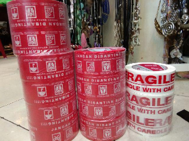 Daimaru Tape - Lakban - Fragile - Merah/putih - 2 Inchi 100 Meter