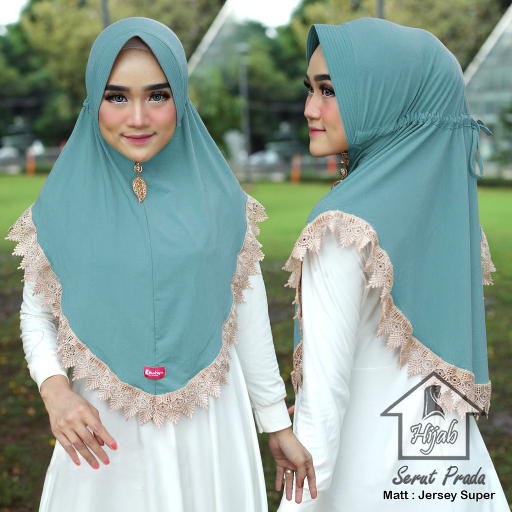 GROSIR Jilbab Instan Serut Prada Hijab Bergo Renda Import Terbaru dan Termurah RUMAH HIJA'B-Wardah