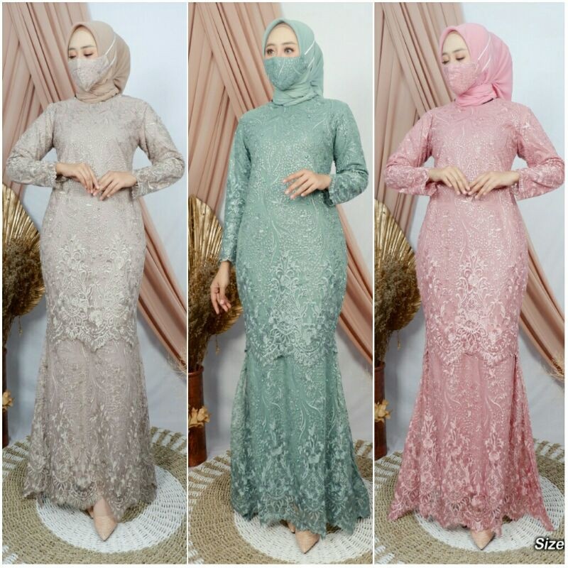 REALPICT  GAMIS DUYUNG TULLE DAYANA / GAMIS PESTA / GAMIS BRUKAT / OUTFIT BAJU KEBAYA / MK