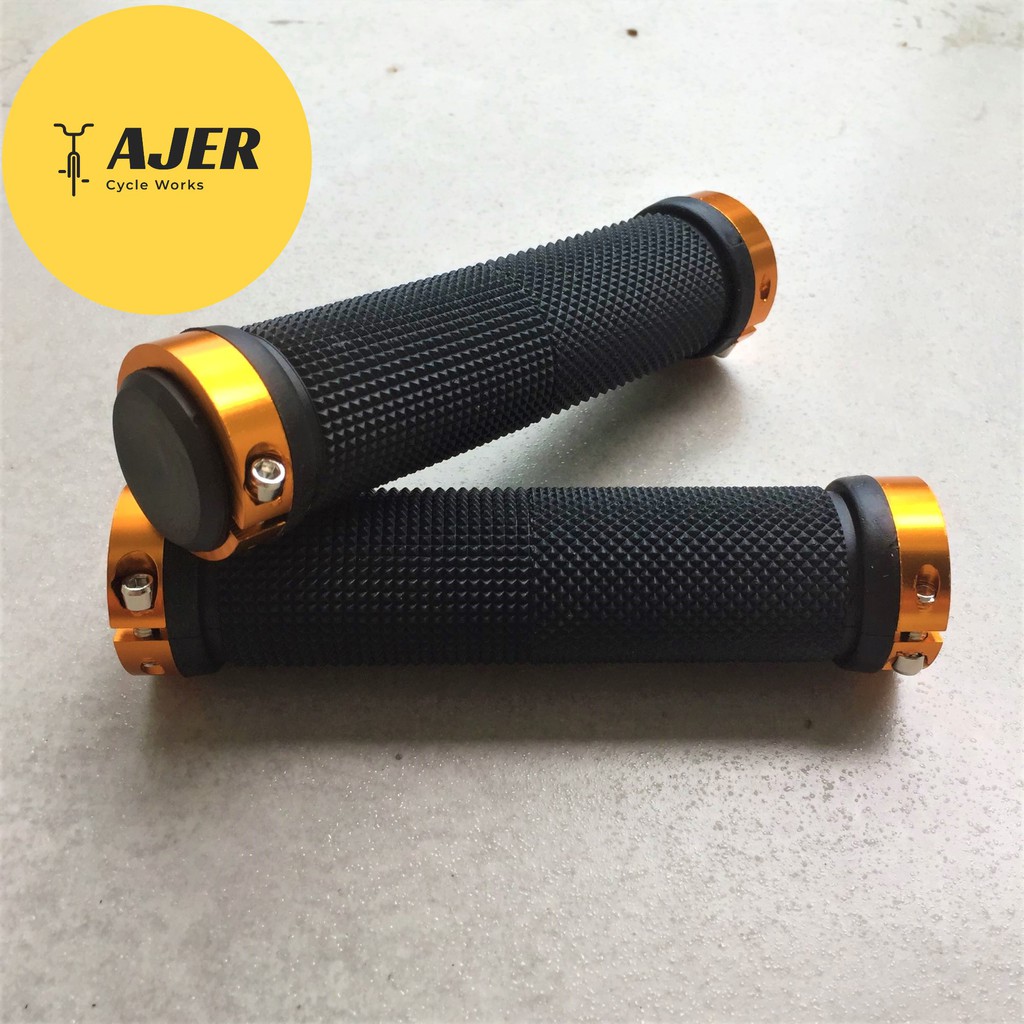 Hand Grip Sepeda double lock Anti selip handle bar stang pegangan ergonomis MTB seli flat bar