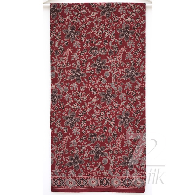 KAIN BATIK PREMIUM Bahan Katun Motif Kembang Warna Merah Maroon Maron Marun 727227 CAP 72 - Jarik Jarit Samping Kebat Panjang Batik Katun Modern Premium Bahan Seragam Batik Pernikahan Kantor Keluarga Murah Kamen Jadi Batik Bali Lembaran