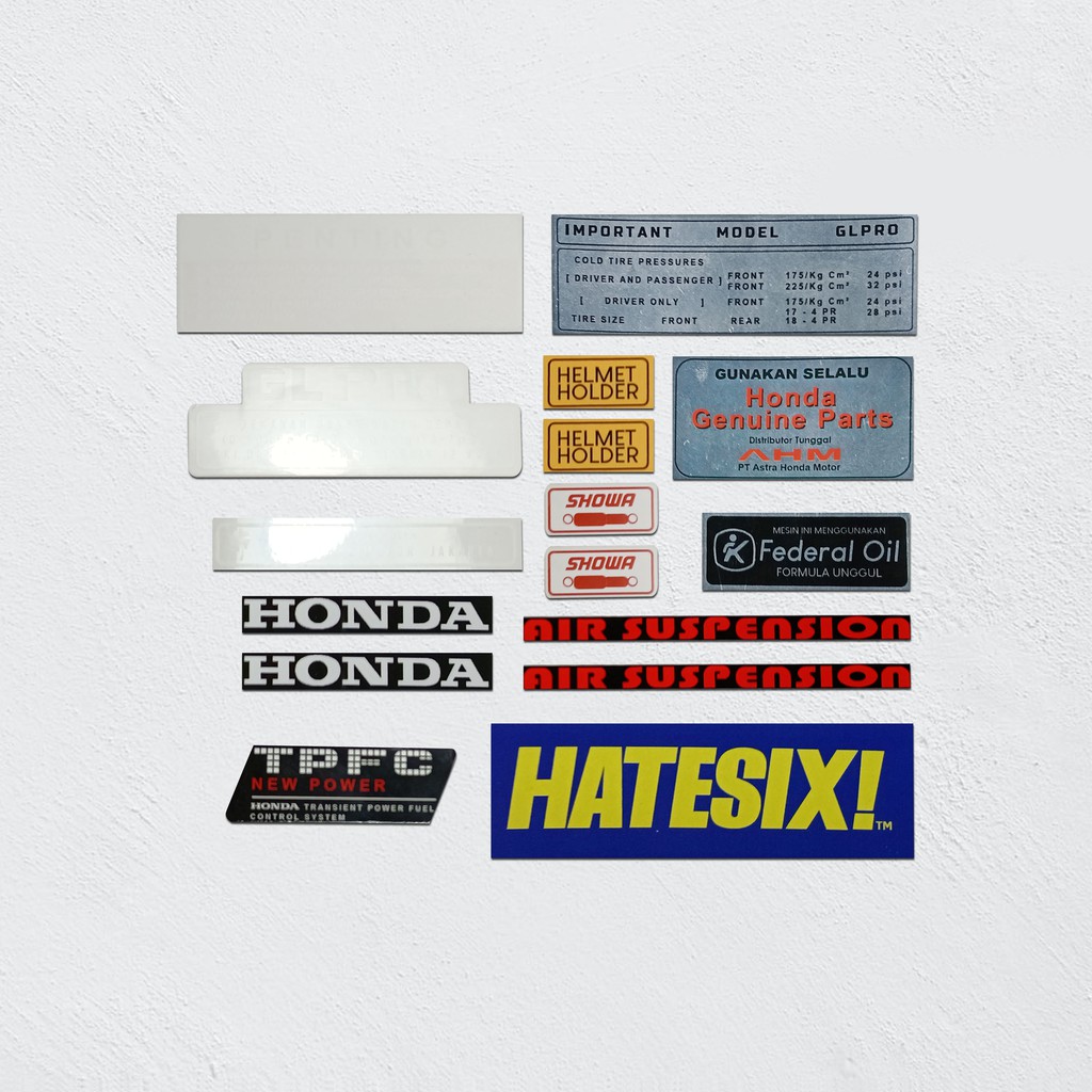 Stiker Pelengkap Detail Honda GL PRO GL MAX GL NEOTECH 100 GL PLATINA Full set Hatesix