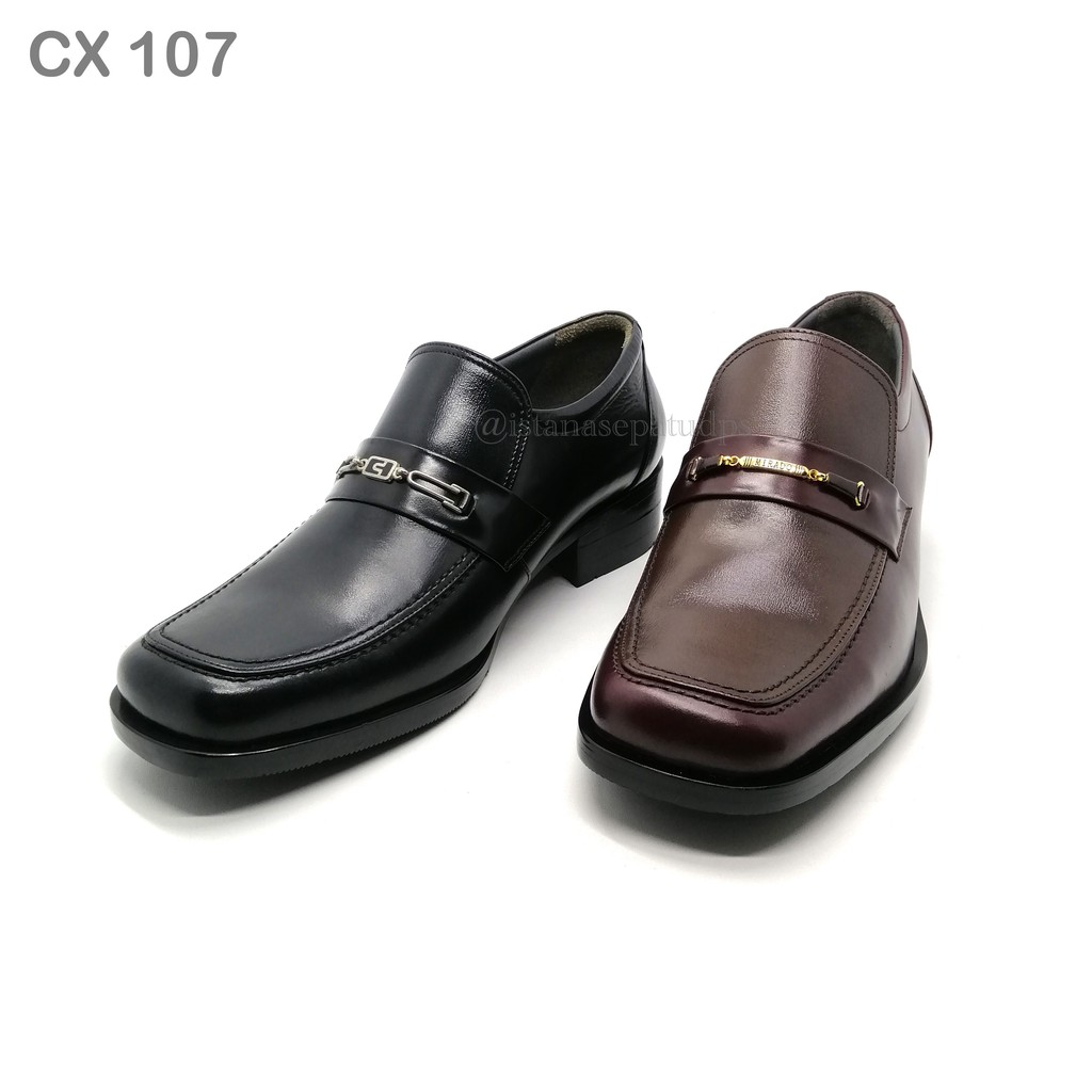 Sepatu Pantofel Kulit Pria Mirado CX 107, Hitam & Maroon, Berkualitas