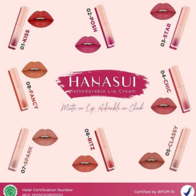 Hanasui Mattedorable Lip Cream BOba | Matte Dorable LipCream bibir &amp; blush on|lip and cheek