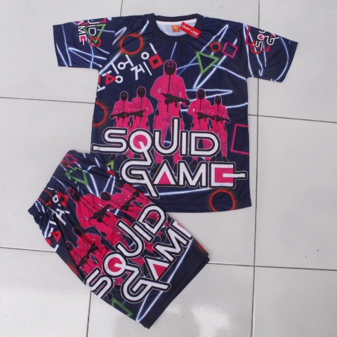 cod kaos anak squid game/setelan squid game anak bisa sablon nama size 2-12thn