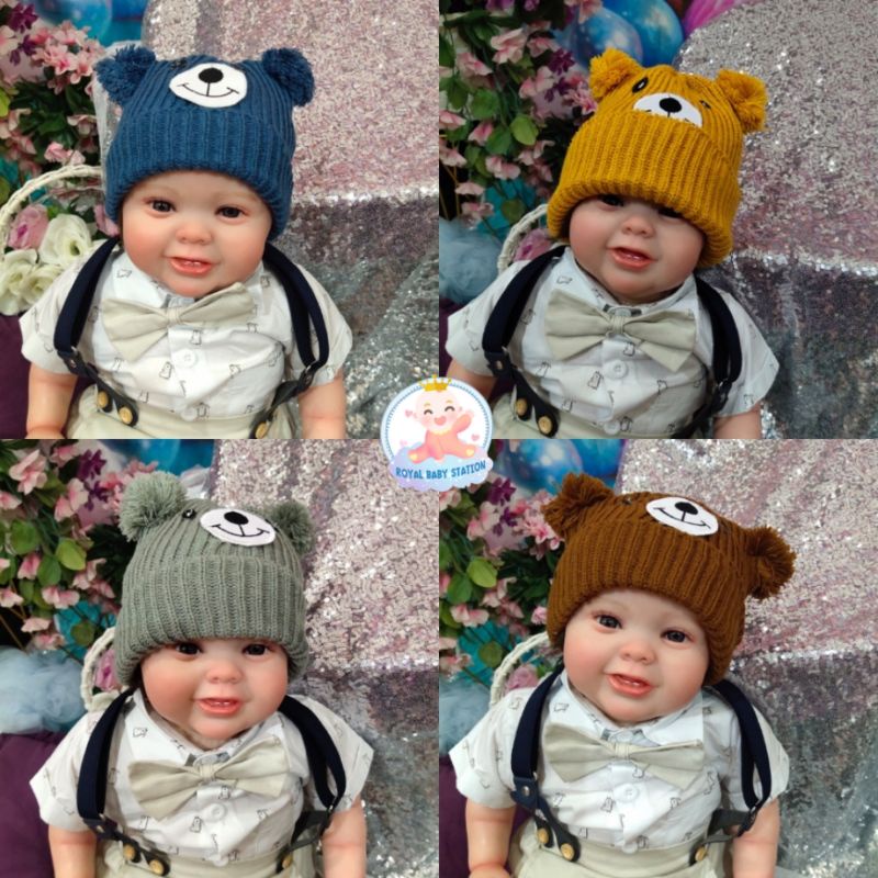 Topi Rajut Bayi Bear 3D Lucu Premium Style Cowok Cewek