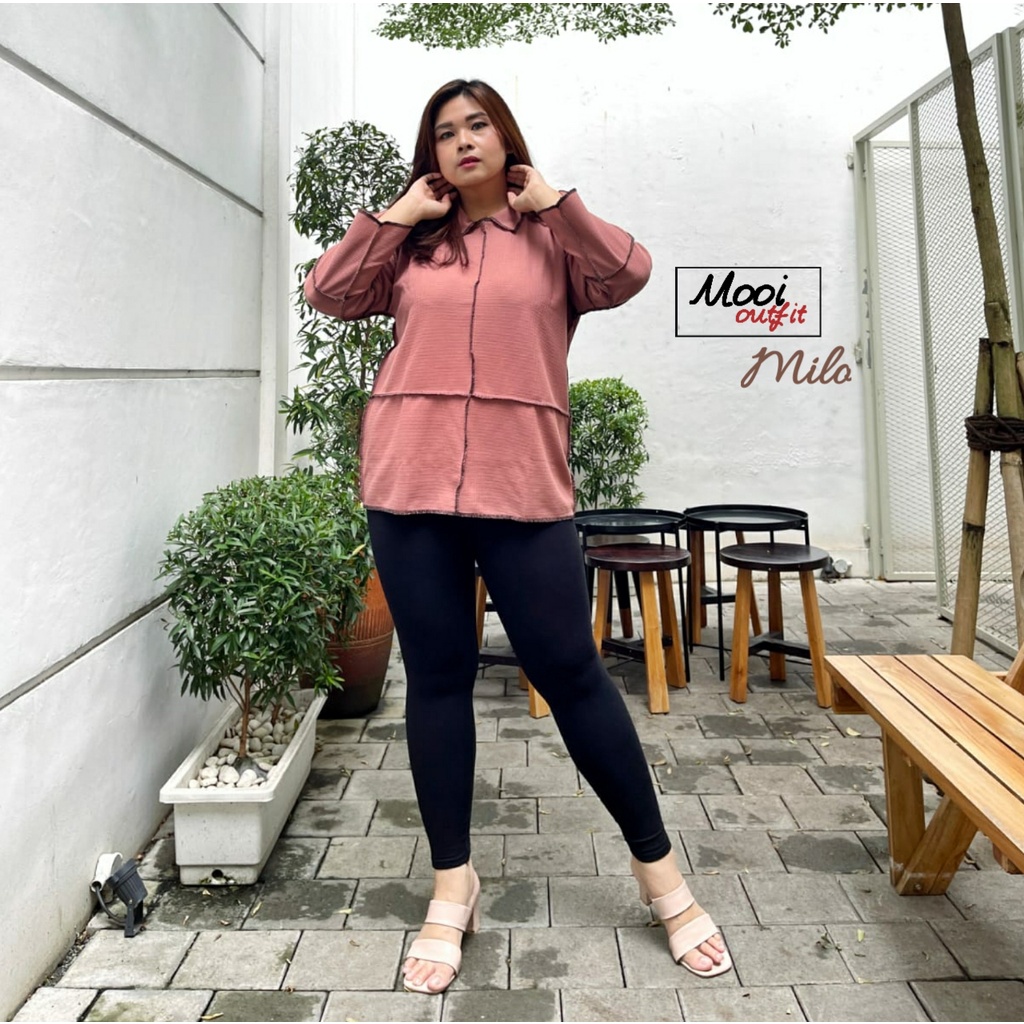 Blouse Wanita Kekinian / Kaos Rajut Knit Bahan Waffle / Blouse Jumbo Murah / Atasan Jumbo