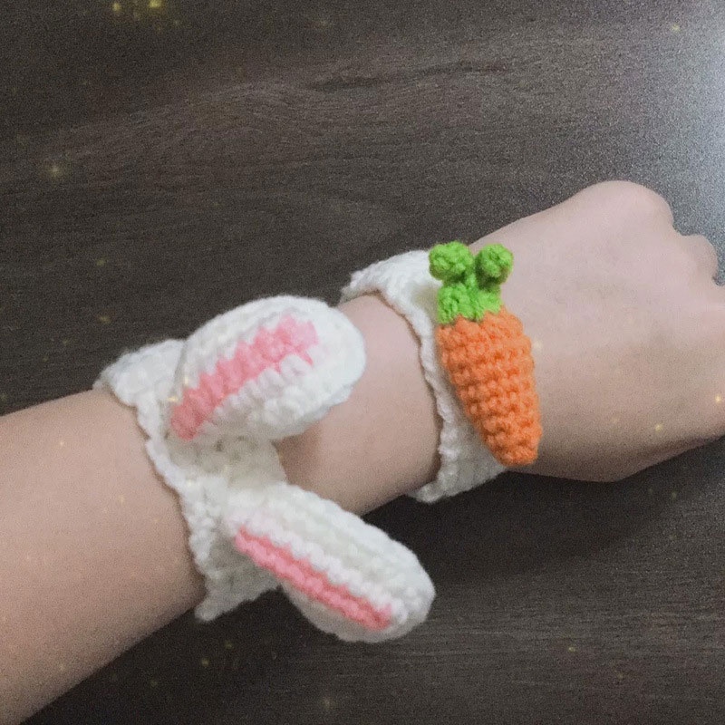 1 Pc Korea Lucu Gelang Jarum Rajut Telinga Kelinci Wortel Gelang Pacar