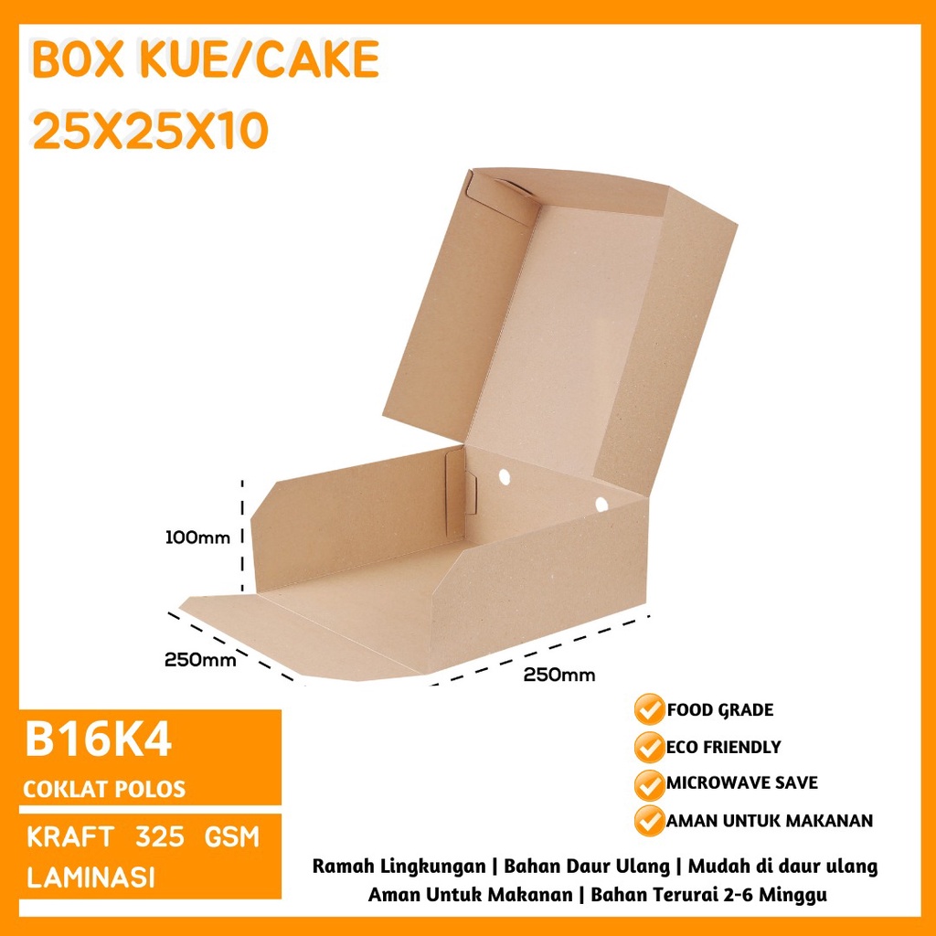 Box Kue Dus 25x25x10 Bahan 325 Gsm Dus Cake (B16K4-Laminasi)