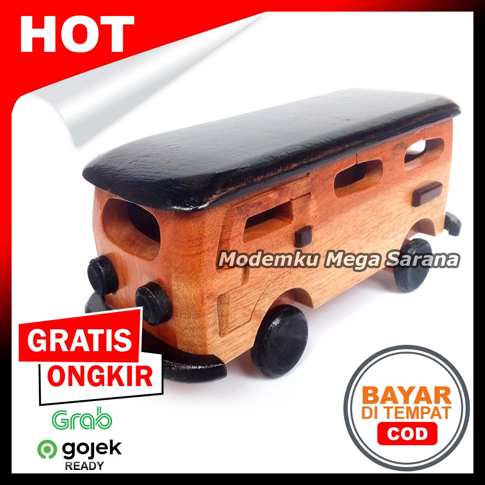 Diecast Miniatur Mobil Kayu VW Bus Volkswagen Combi