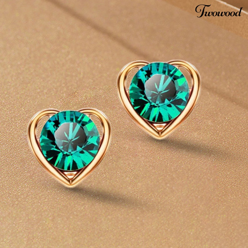 4pcs / Set Perhiasan Kalung Anting Cincin Gelang Bentuk Hati Aksen Glitter Kristal Imitasi Bahan Alloy Gaya Vintage Untuk Pesta