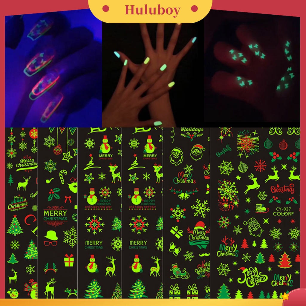 Huluboy Huluboy♡ 1 Lembar Stiker Kuku Desain Snowflake Natal Tahan Lama Untuk Salon Kecantikan