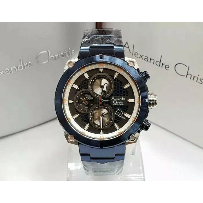 Jam Tangan Pria Alexandre Christie AC 6490MC BIRU SILVER BIRU