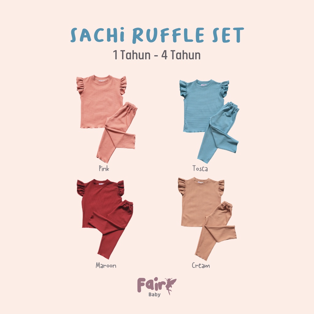 Fairy Baby Sachi Ruffle Waffle Set | Setelan Ruffle Anak Perempuan | Setelan Waffle Anak Perempuan