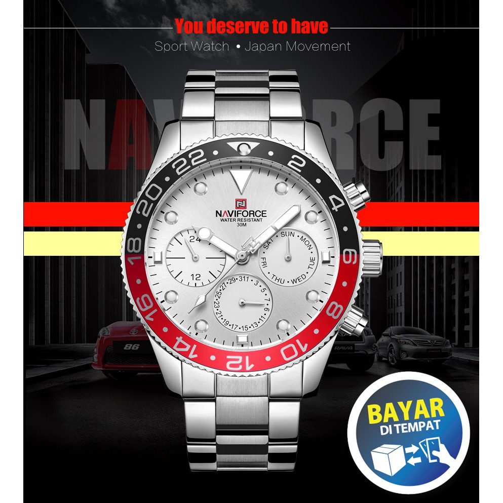 NAVIFORCE NF9147M | LUXURY ORIGINAL WATCH | Jam Tangan Pria Glow in the dark 9147 Anti Air Mewah