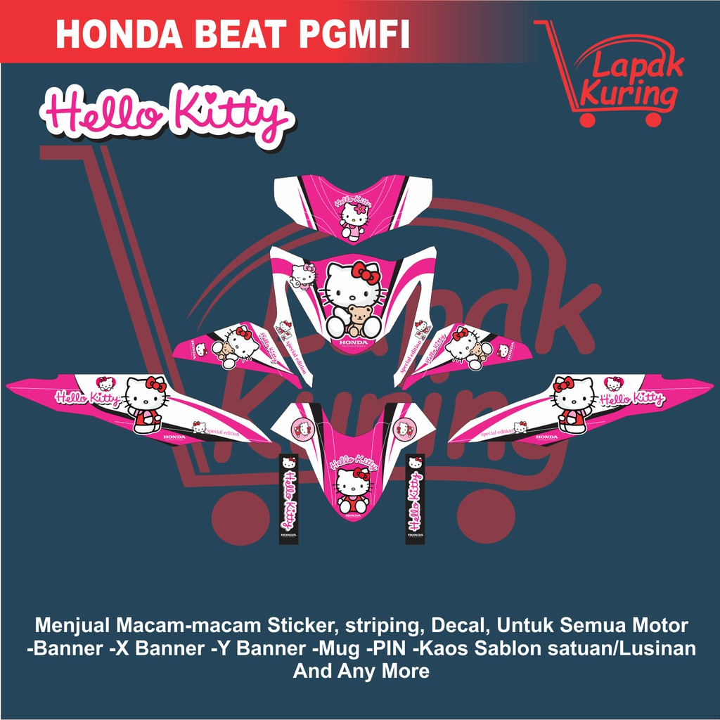 DECAL STICKER HONDA BEAT FI 2013-2015 HELLO KITTY PINK