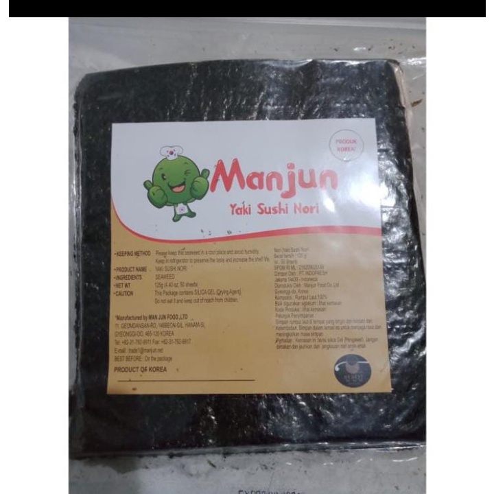 

Manjun yaki sushi Nori 50 lembar 125gr berkualitas rumput laut shusi