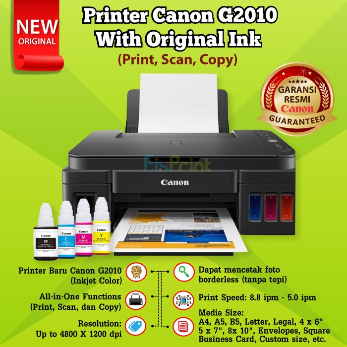 Printer CNON G2010 Print Scan Copy Ink Tank Infus Cartridge CA91 CA92