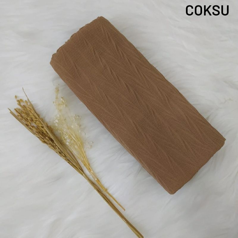 PASHMINA PLISKET PADI ZIGZAG CERUTY (COD)-Coklat Susu