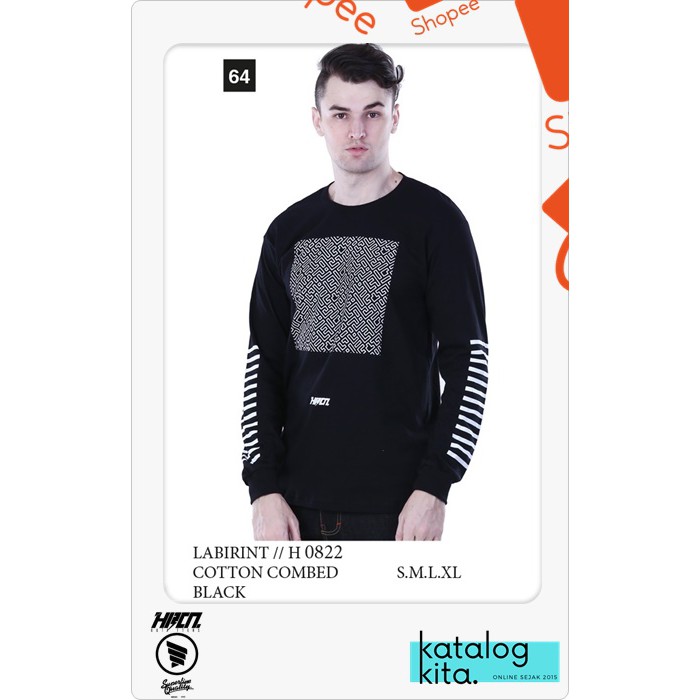 KAOS TSHIRT DISTRO LENGAN PANJANG RAGLAN PRIA LABIRINT KASUAL KEREN ORIGINAL HRCN HBN 0822 COD