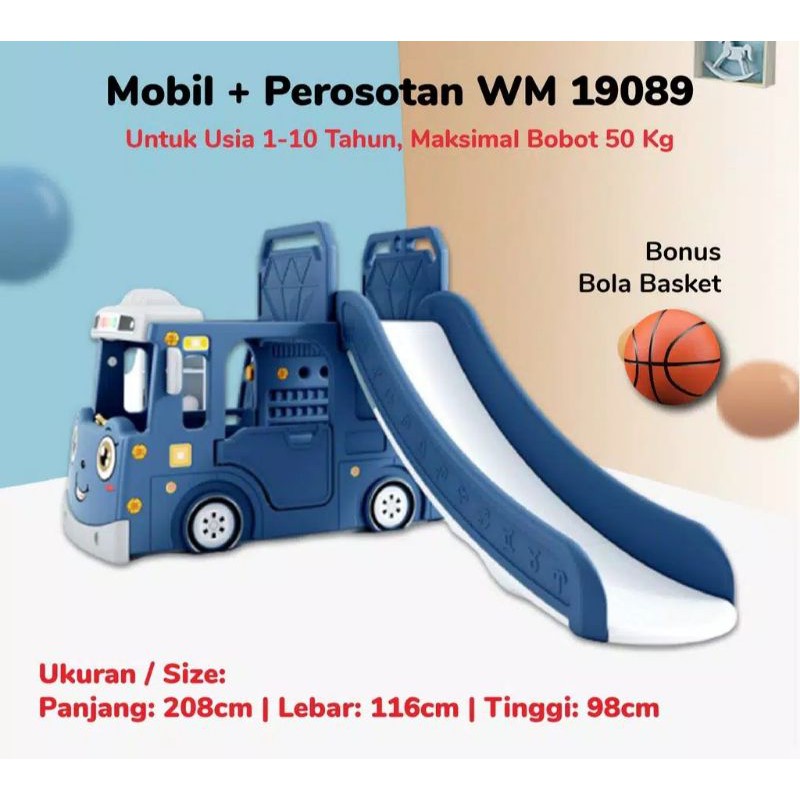 MAINAN ANAK Tayo The Little Bus with slide PROSOTAN MOBIL RING BASKET 3 IN 1