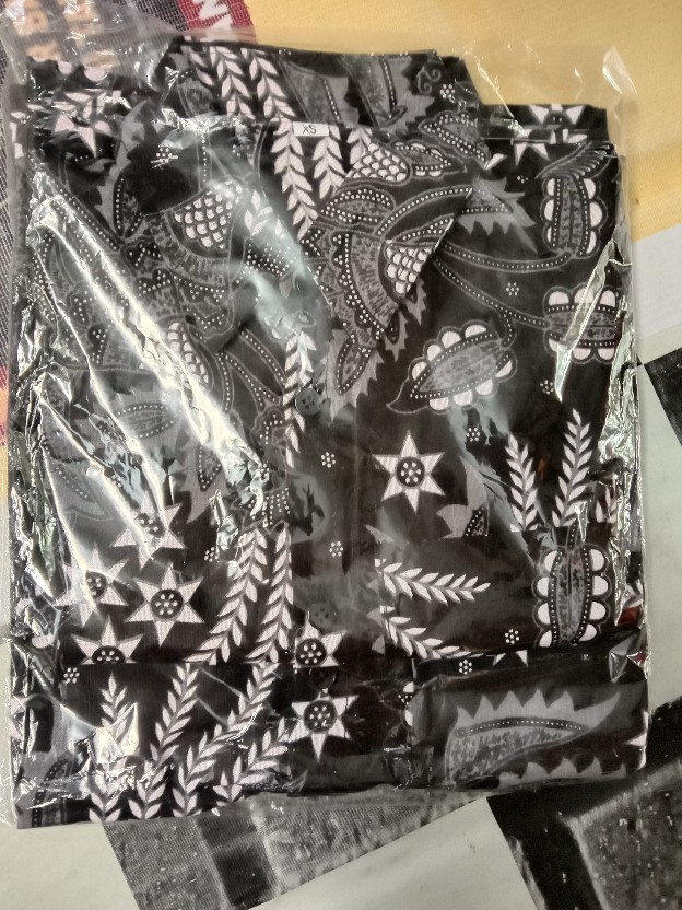 Kemeja Batik Anak Pendek Motif Manggar Abu Usia 1-12 Tahun