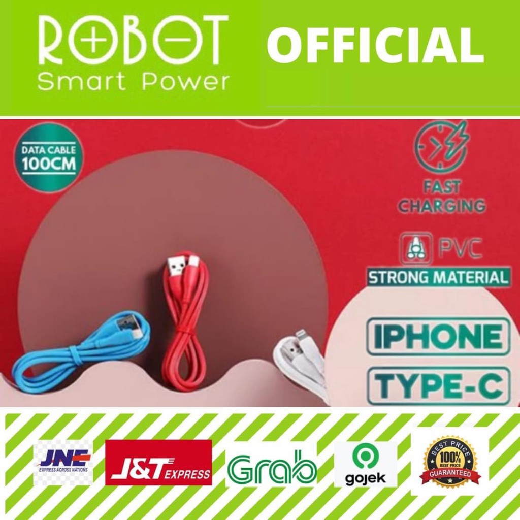 ROBOT Kabel Data RT-TL100 2.4A Cable Data TYPE-C - IPHONE  Garansi Original Resmi 1 TAHUN