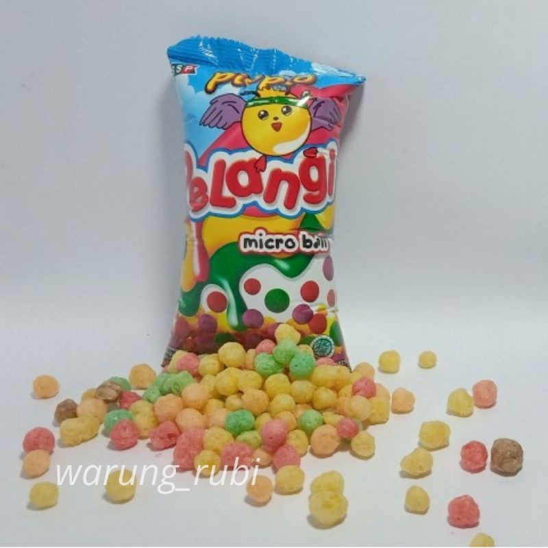 Pio-Pio Pelangi Micro Ball 6 gram, Harga 1pcs. Chiki Cemilan Snack Jajanan Jadul Makanan ringan warna warni Eceran satuan Jual Grosir Renceng(isi 10pcs), Dus(80pcs) by warung_rubi