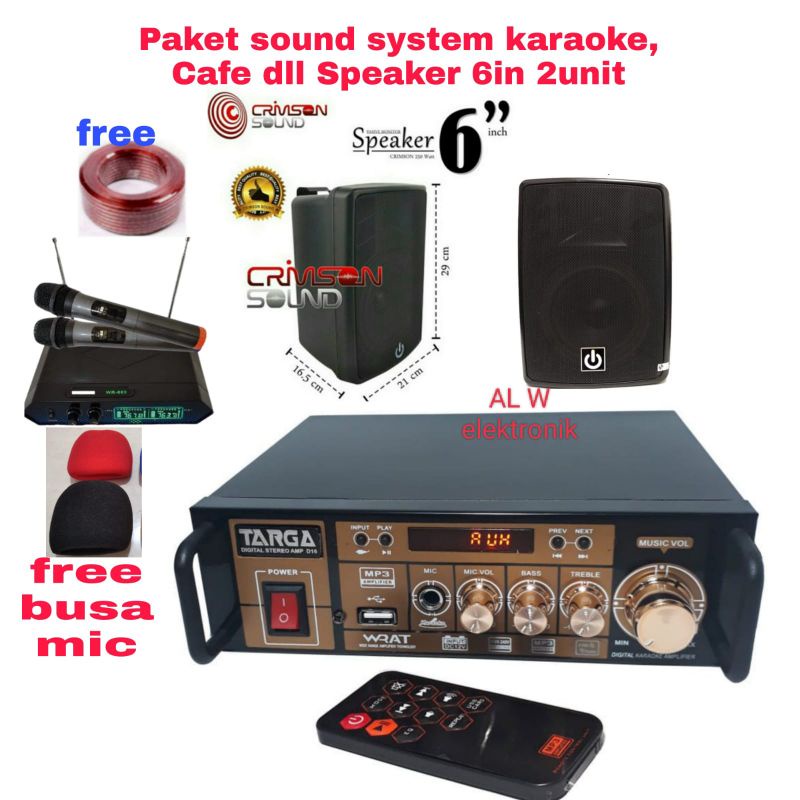 Paket Sound System Karaoke dll minimalis Speaker 6inc unit