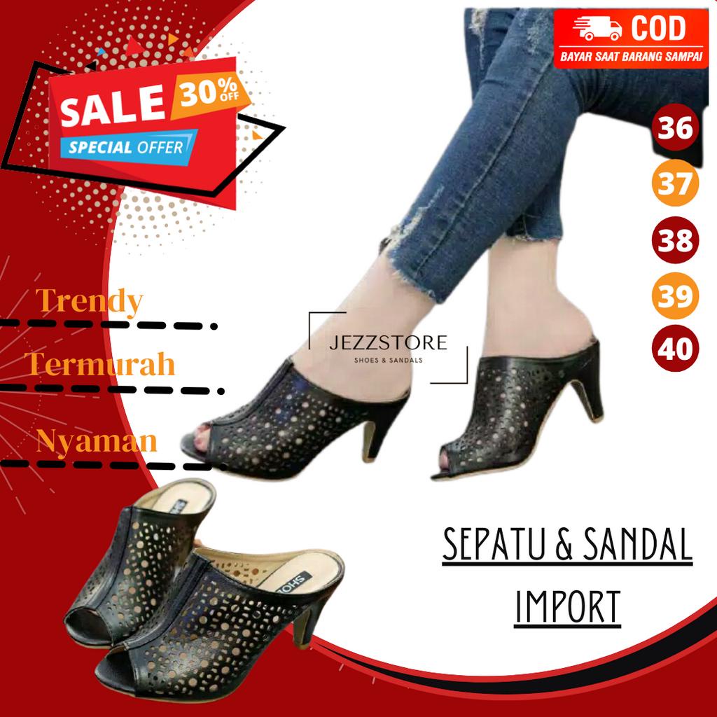 JS13 Sandal Ibu Kondangan pesta Sendal Wanita Cantik Jinjit Kekinian Lebaran Terbaru Hihg heels