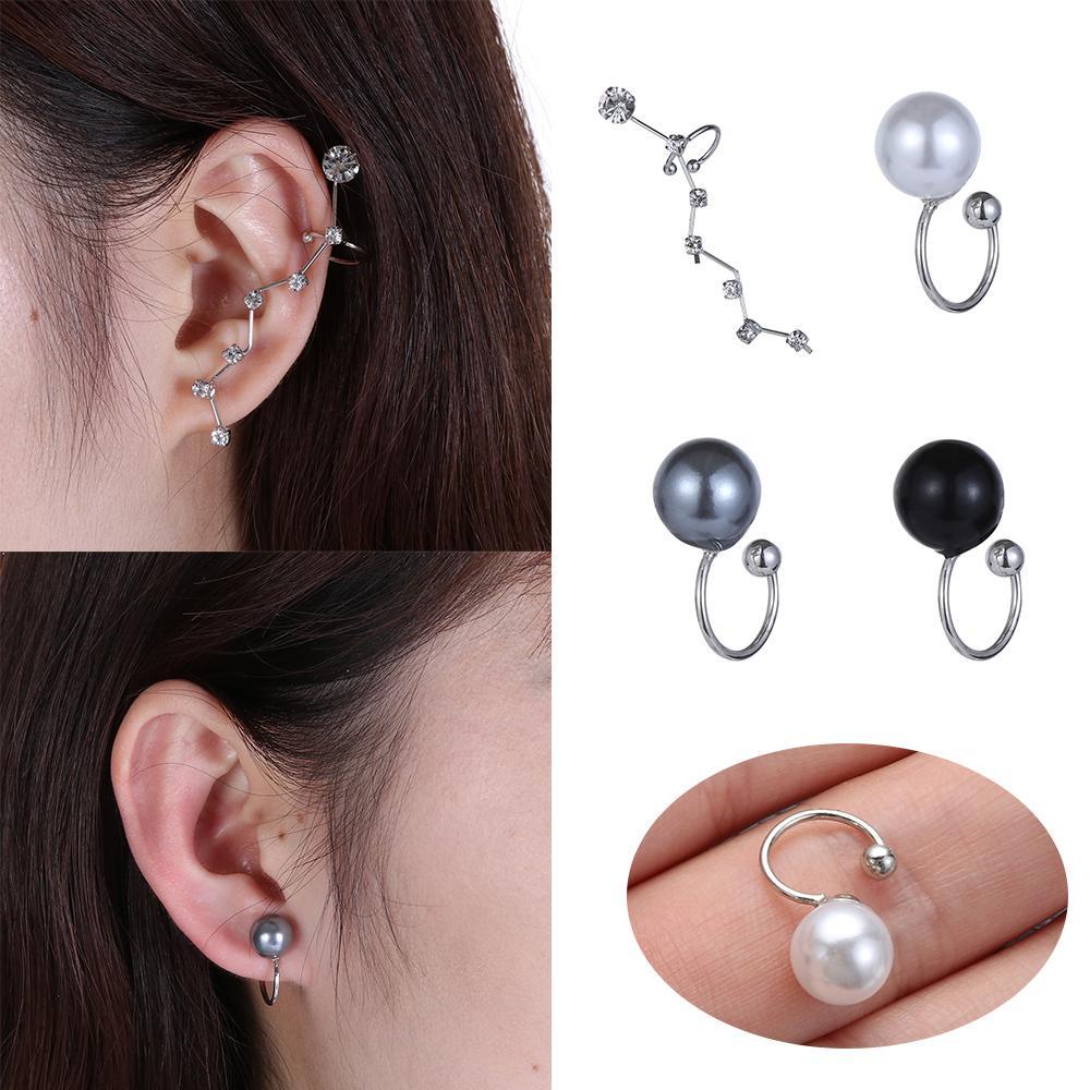 Manset Telinga Zirkon Nanas 6mm 4mm Pesta Wanita Pria Anting Non Piercing