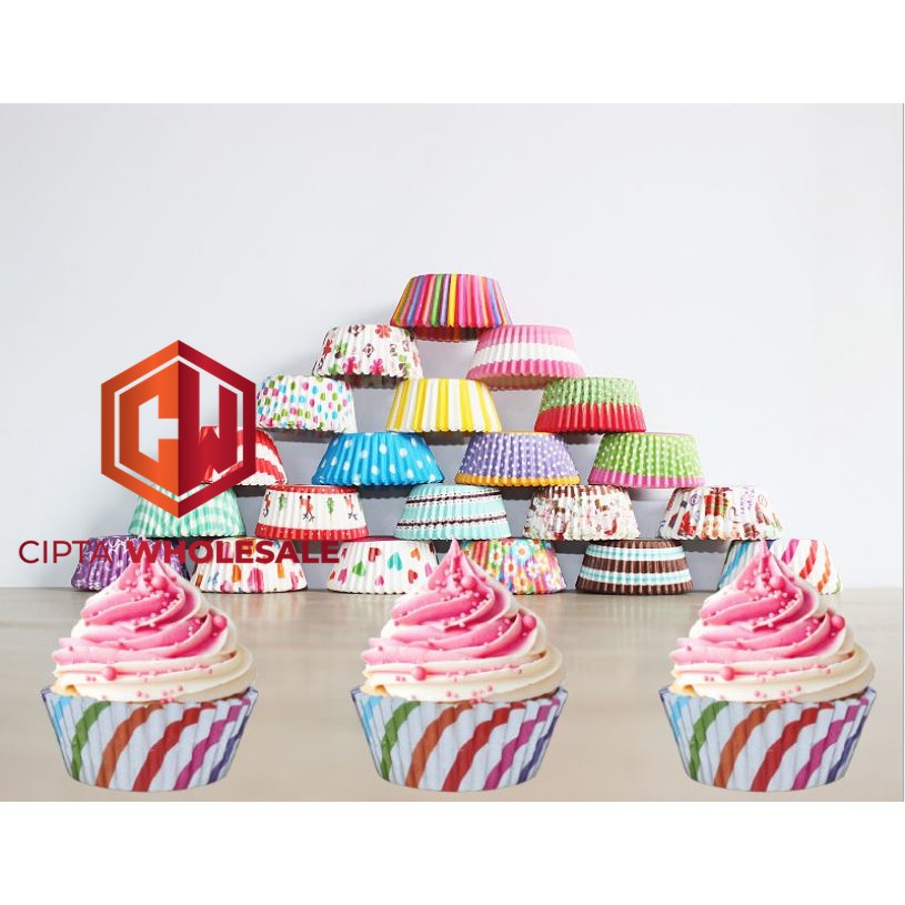 Cupcake Cup Cake Case Paper Tempat Kertas Muffin Random