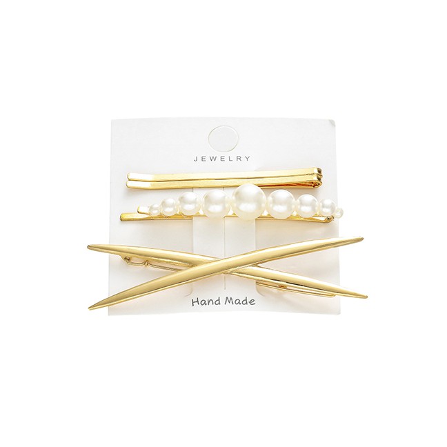 LRC Jepit Rambut Fashion Suit Alloy Pearl Hair Clip Set F90479