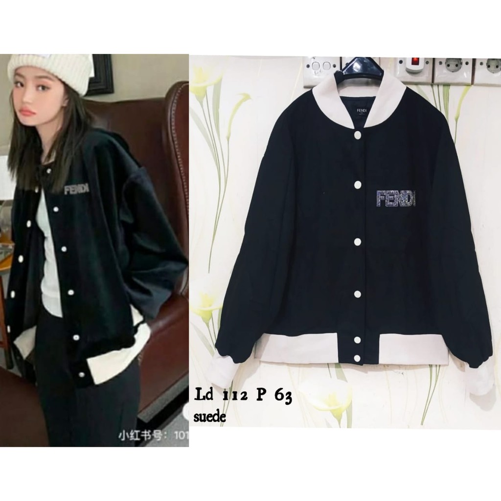 JAKET FENDII BLACK SUEDE IMPORT